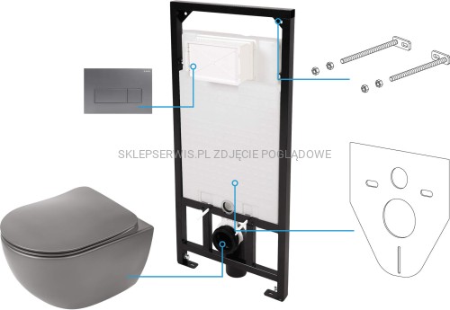 DEANTE Peonia Zestaw WC podtynkowy 6 w 1 - antracyt/titanium - CDETDZPW - packshot