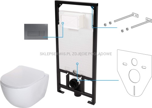 DEANTE Peonia Zestaw WC podtynkowy 6 w 1 - biały/titanium - CDET6ZPW - packshot