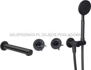 DEANTE Temisto Zestaw prysznicowy podtynkowy z wylewką wannową - nero - NAC_N9TQ