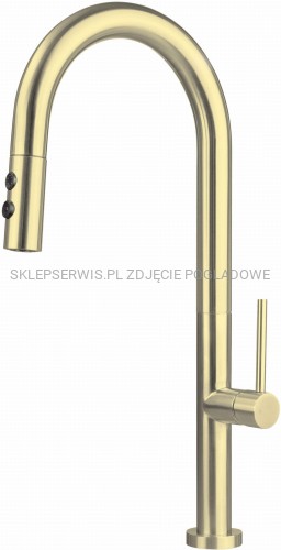 DEANTE Olfato Bateria kuchenna z wyciąganą wylewką - 2 rodzaje strumienia - złoto szczotkowane - BQO_R72M - packshot
