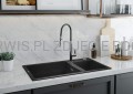 DEANTE Gerbera Bateria kuchenna z elastyczną wylewką - 2 rodzaje strumienia - czarny/chrom - BGB_B720 - decor