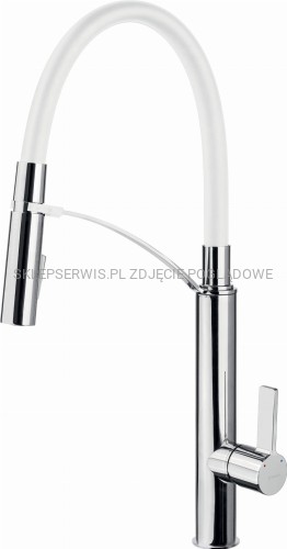 DEANTE Gerbera Bateria kuchenna z elastyczną wylewką - 2 rodzaje strumienia - biały/chrom - BGB_W720 - packshot