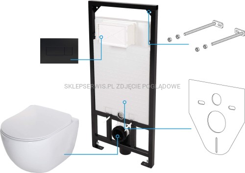 DEANTE Peonia Zestaw WC podtynkowy 6 w 1 - nero/biały - CDEN6ZPW - packshot