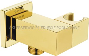 DEANTE Cascada Przyłącze kątowe kwadratowe z uchwytem na słuchawkę - złoty - NAC_Z58K