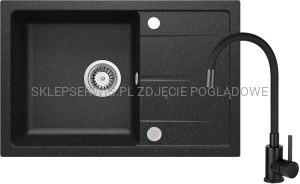 DEANTE Leda Zlewozmywak granitowy z baterią z elastyczną wylewką - grafit - ZRDP2113