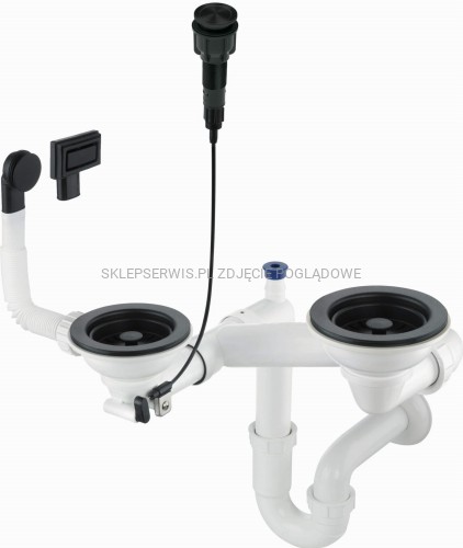 DEANTE Space-Saver Syfon do zlewozmywaka granitowego 1.5- i 2-komorowego - Space-Saver - nero - ZXY_N983 - packshot