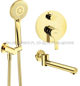 DEANTE Arnika Zestaw prysznicowy podtynkowy z wylewką wannową - złoty - NAC_Z9QA